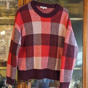 Madewell - Fenimore Pullover Sweater in Red/Maroon Plaid - Size Small